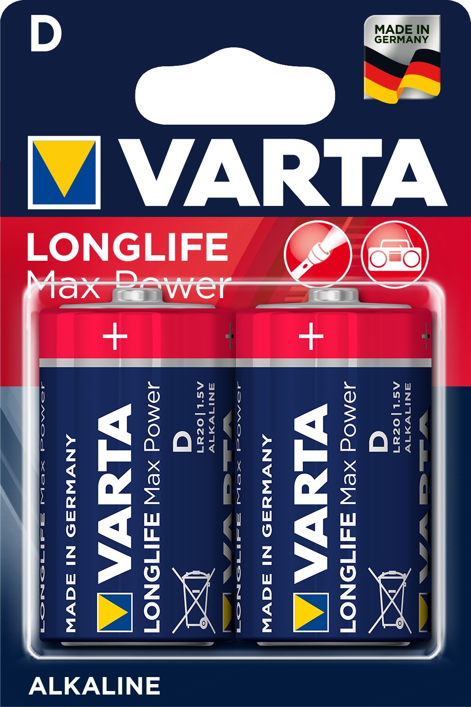 VARTA LONGLIFE MAX POWER Pile alcaline D/LR20 x2 VARTA
