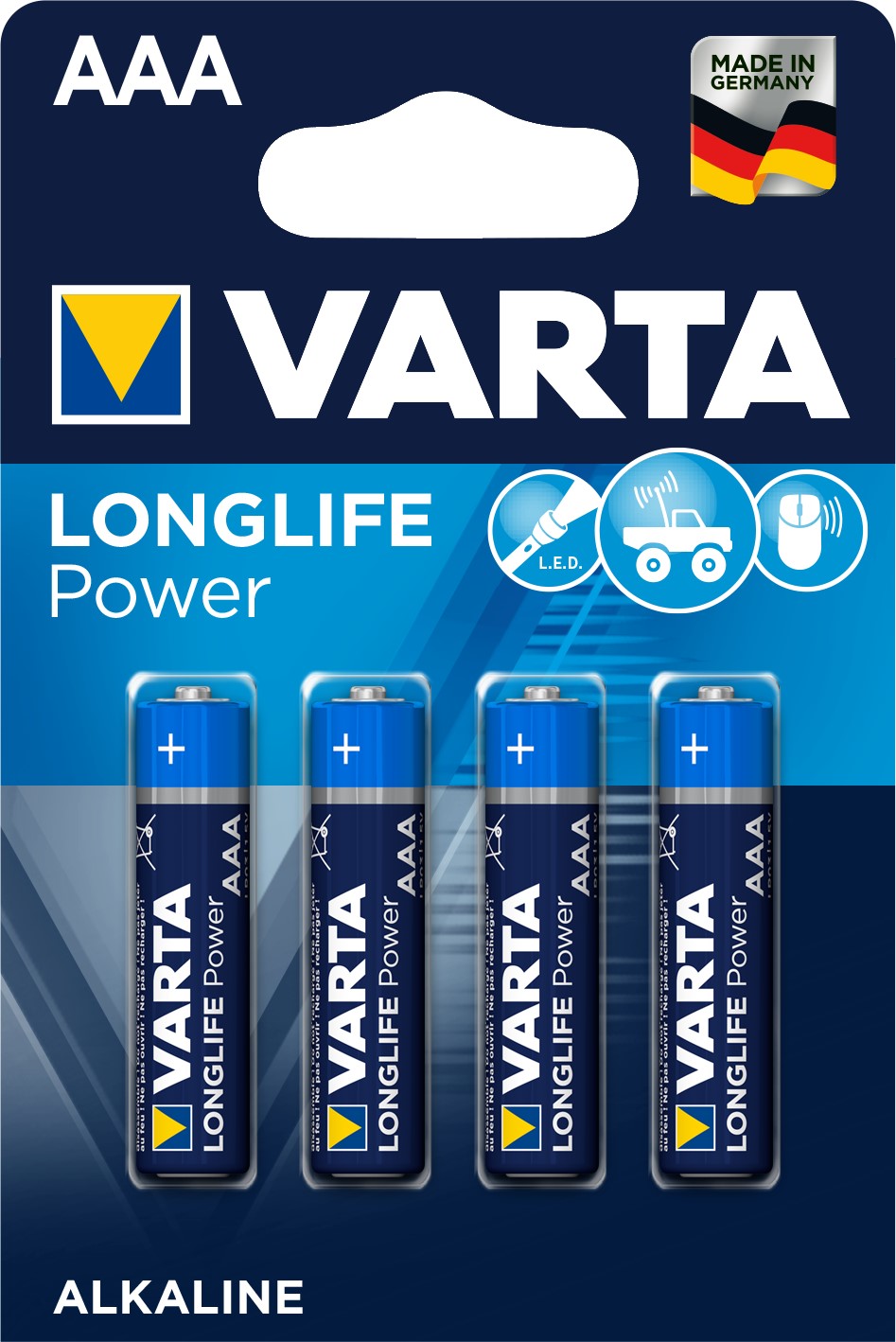 VARTA LONGLIFE POWER Pile alcaline AAA/LR03 x4 VARTA