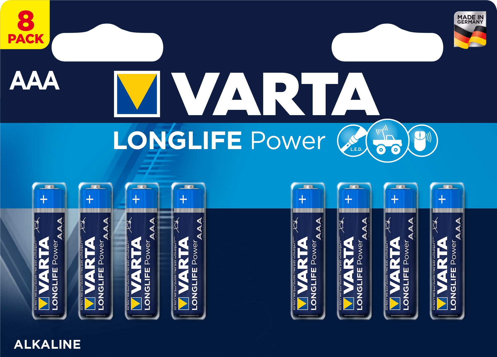 VARTA LONGLIFE POWER Pile alcaline AAA/LR03 x8 VARTA