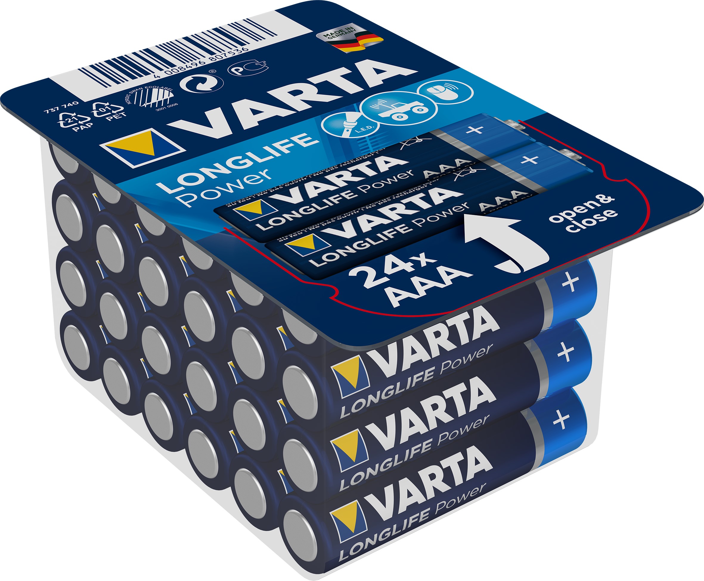 VARTA LONGLIFE POWER pile alcaline AAA/LR03 boite de 24 piles VARTA