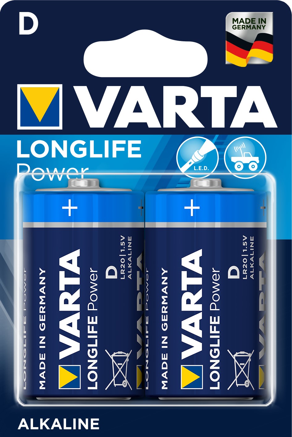 VARTA LONGLIFE POWER Pile alcaline D/LR20 x2 VARTA