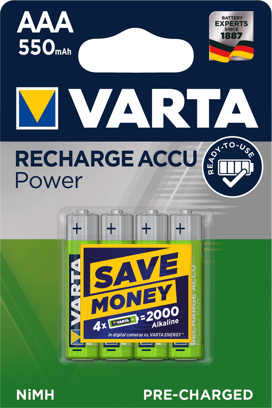 VARTA ACCU AAA/R03 x4 550mAh pour lampe solaire VARTA