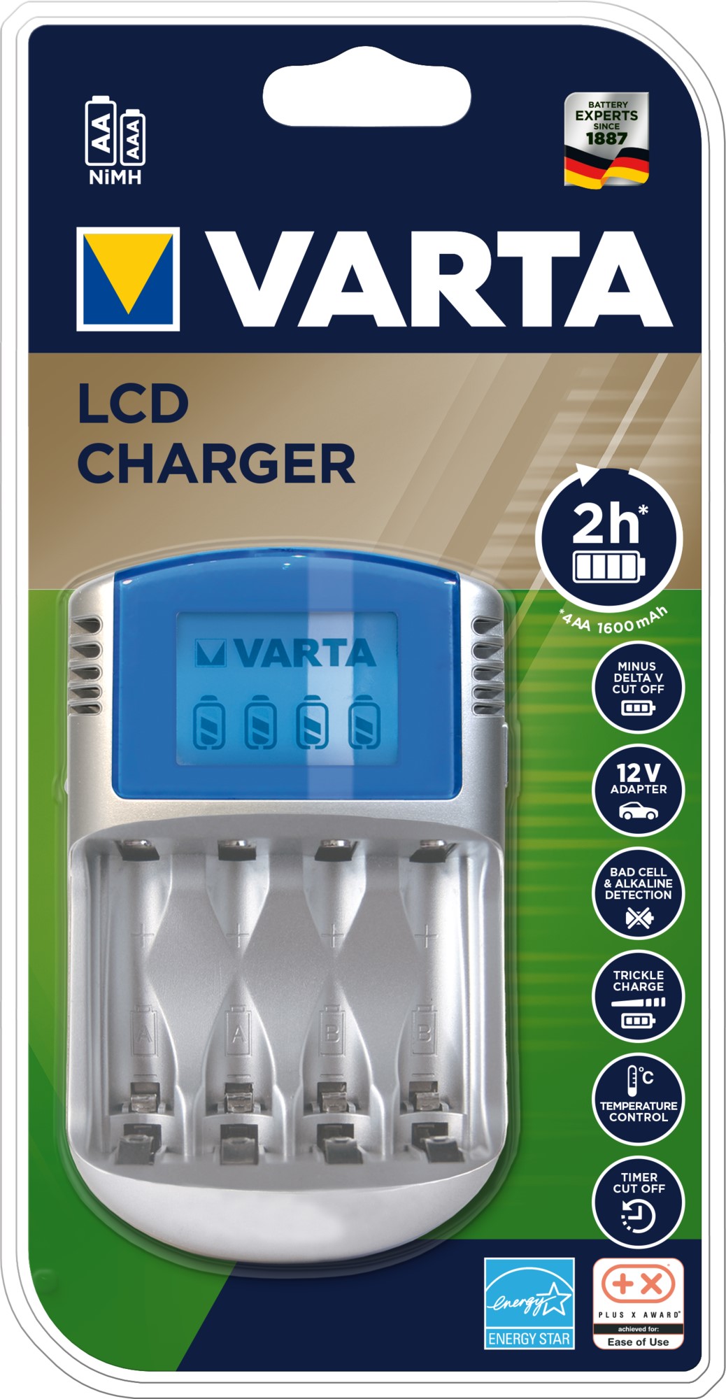 VARTA CHARGEUR 2h LCD 4 canaux AAA/AA 220V allume-cigare 12V USB VARTA