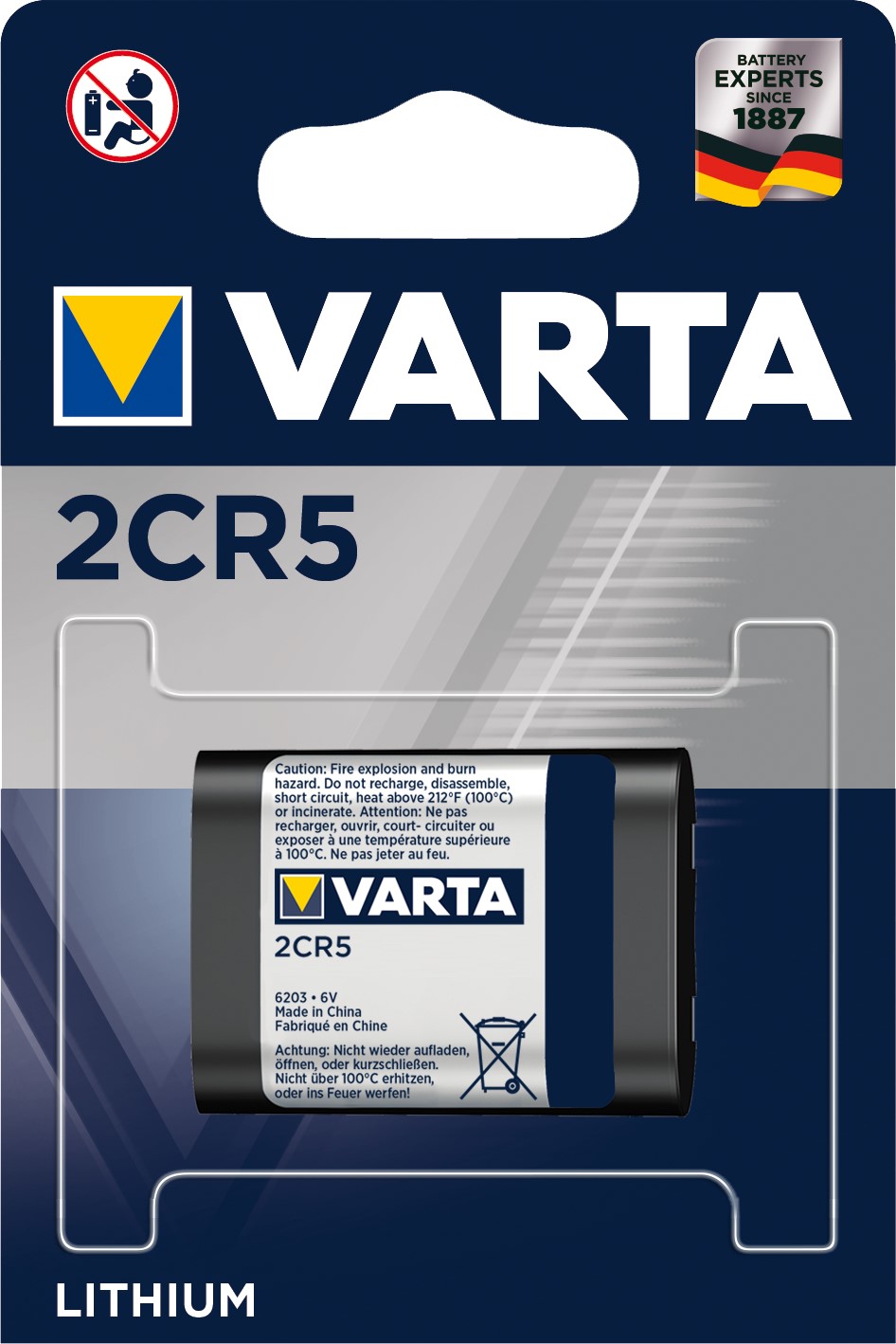 VARTA 2CR5 x1 Pile lithium 6V 1400mAh VARTA